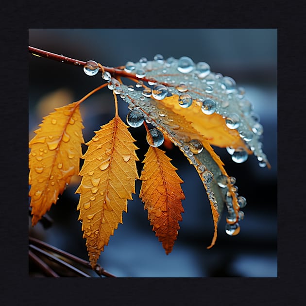 Autumn Elegance: Dewdrops on Fall Foliage by Crystal6789